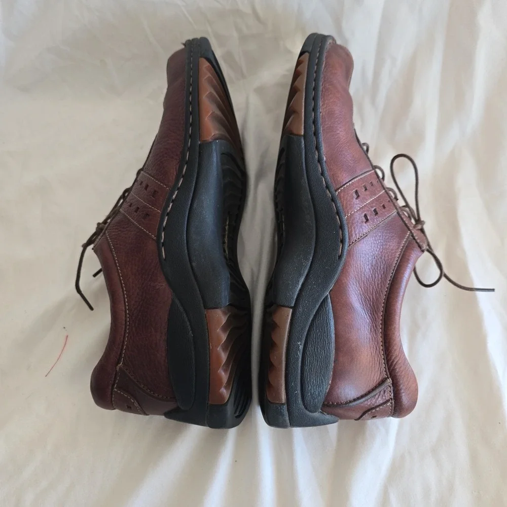 Clarks Casual Oxford Shoe 73106 Brown Leather Mens 11 M Bicycle Toe Comfort Work